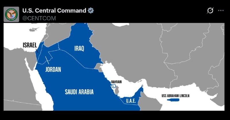 گیلین: 🔴 سازمان تروریستی سنتکام نقشه‌ای را منتشر کرد که در آن، نوار غزه و کرانه باختری اشغالی به‌عنوان بخشی از اسرائیل [اراضی ا