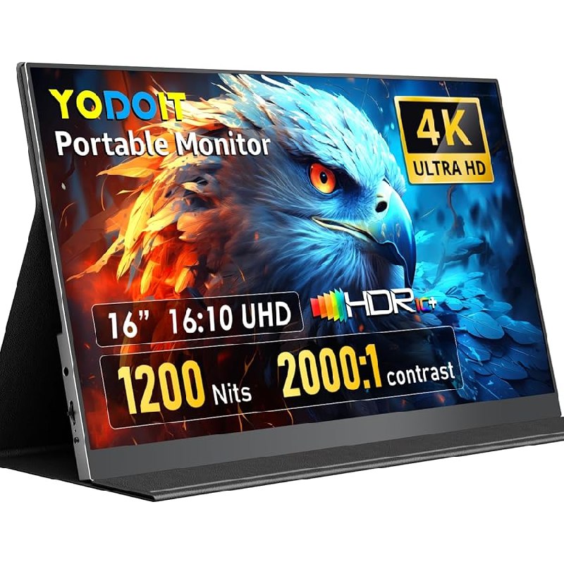 Yodoit Portable Monitor 16 Zoll 4K 3840 x 2400 UHD 1200 Nits Bildschirm mit Smart Cover