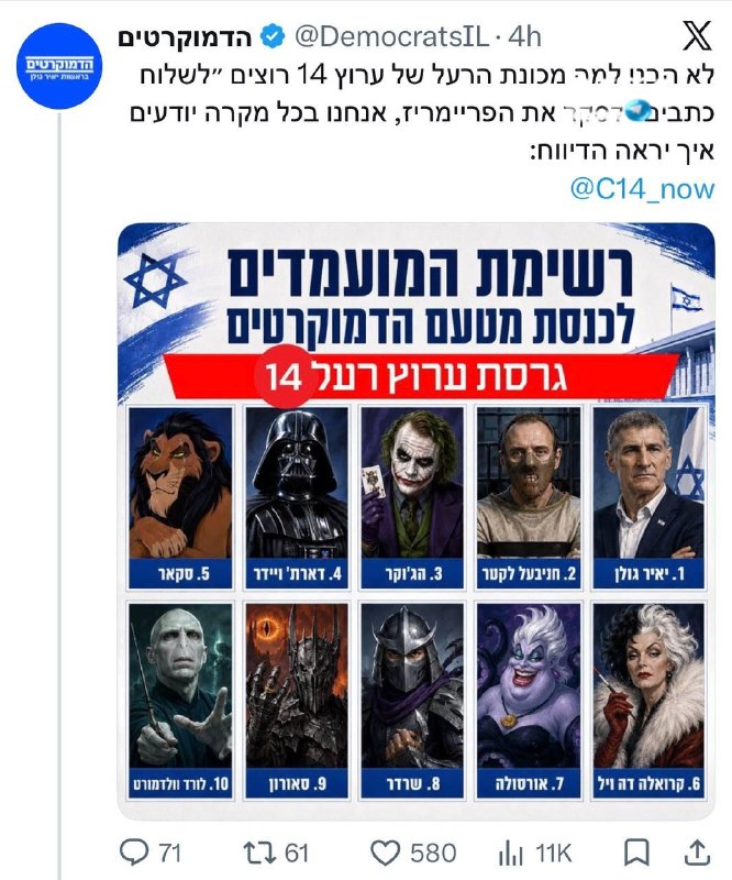 🇮🇱 בשאר הערוצים שקט דממה. הפוליטיקאים שקוראים לחבורת ״הדמוקרטים״ שותפים, סותמים את הפה. למעט כמה עיתונאים…