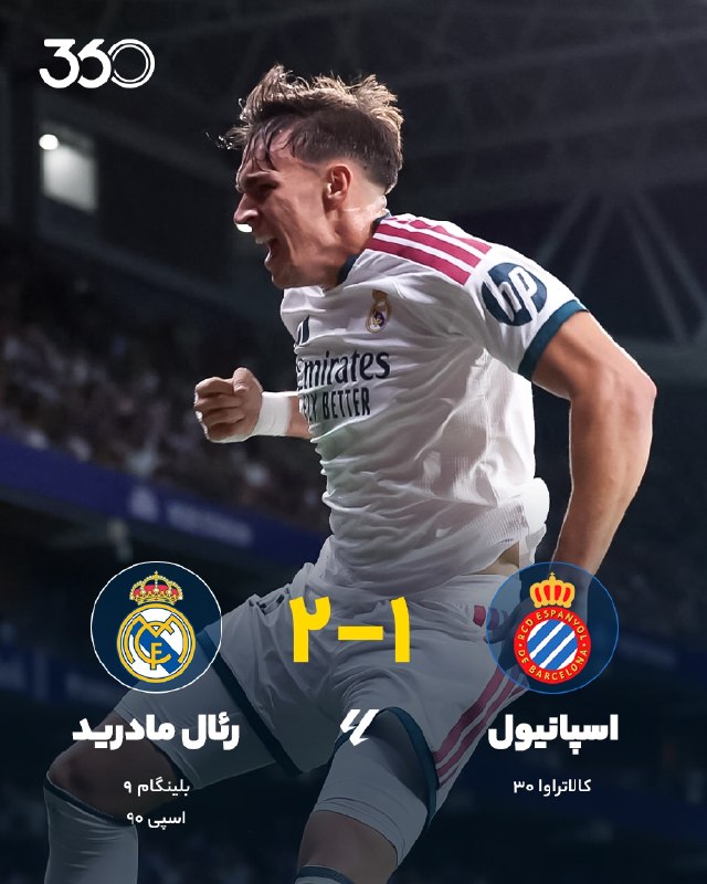 فوتبال ۳۶۰ ✔: 🔸 اسپانیول [۱]-۱ رئال مادرید 🔸 🔴 دقیقه ۳۰ ⚽️ الکس کالاتراوا اولین گل خورده کورتوا در این فصل را رقم زد. @Ft360_irمشت ژوز
