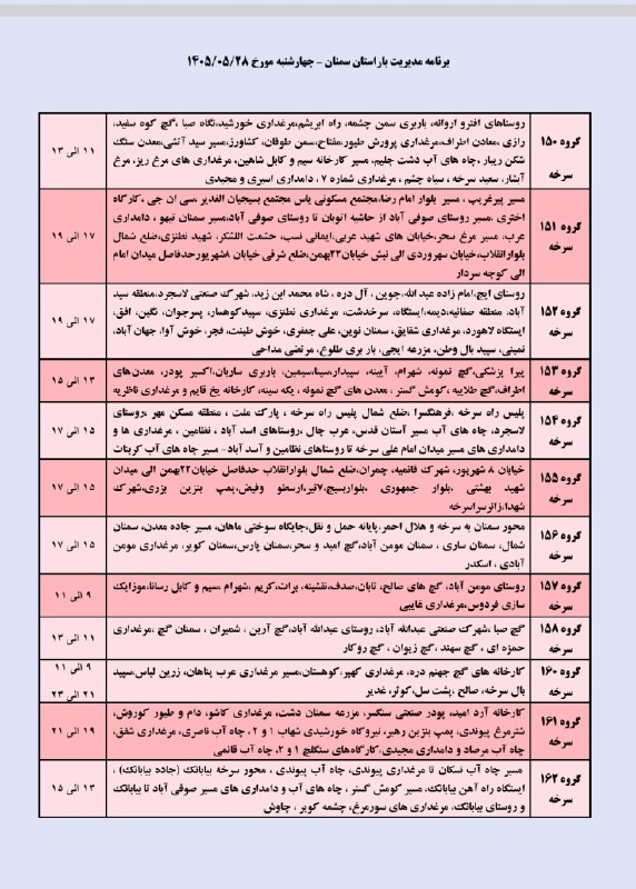 نیازمندی ها و مشاغل سمنان: خاموشی (قطعی برق) برنامه مدیریت بار چهارشنه ۲۸ مردادماه شهرستانهای سرخه و مهدیشهر𝒄𝒉𝒂𝒏𝒏𝒆𝒍➣ @niazmandiha_semnan#نیازمندی_م