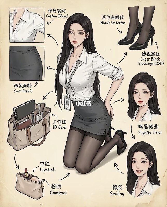 职场白领 日常制服丝袜穿搭#@aigc1024职场白领 日常制服丝袜穿搭#@aigc1024