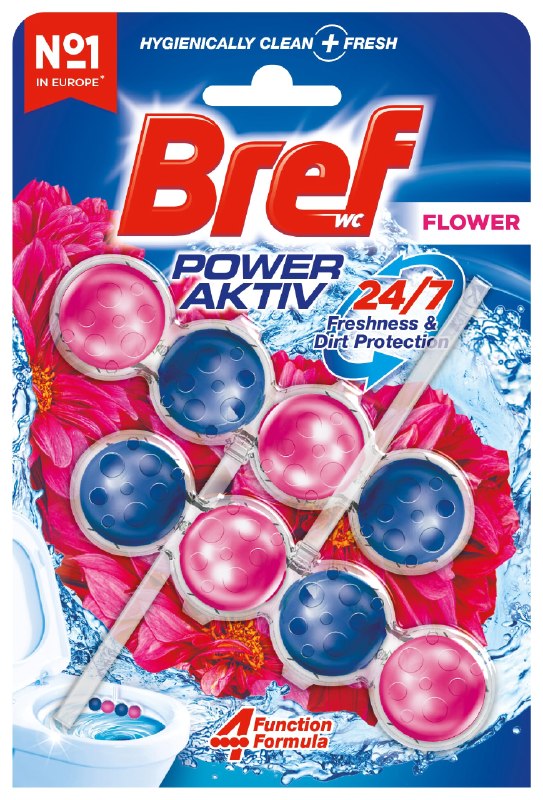 Bref WC Power Aktiv Çiçek Kokulu 2li Klozet Temizleme Topları 1 x 2 Adet, Çiçek 2, İkili