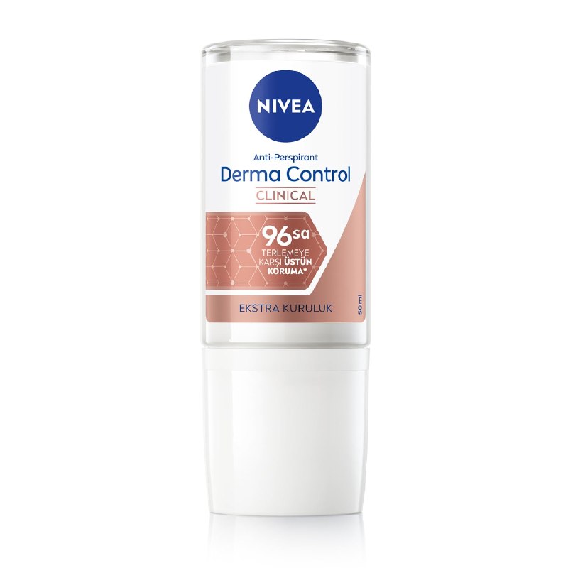 NIVEA Derma Control Clinical Kadın Roll-on deodorant 50 ml,96 saat üstün koruma,Anti-perspirant