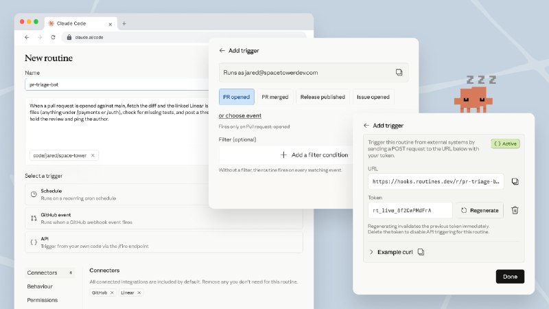 Claude Code 新发布的 routines 功能很强啊！把云端和本地环境连起来了，可以在云端跑定时任务不需要开机