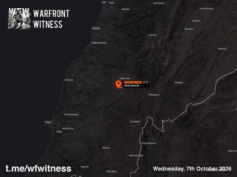 🇱🇧🇮🇱 Israeli artillery fire was reported in Wadi Zebkin, South Lebanon.