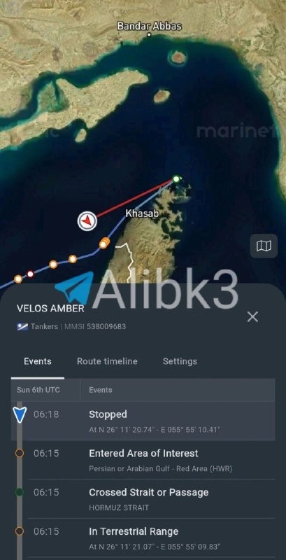 نبض بازار / اقتصاد 💰: 🔴منابع عربی: نفتکش «ولوس امبر» (Velos Amber) یک ماه پیش موفق شد بدون مجوز سپاه پاسداران وارد تنگه هرمز شود؛ هرچند در جری