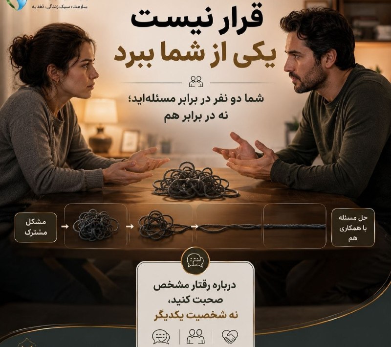 خبرازما: 🟡 وسط بحث، دنبال «برنده» نباشید🔸 وقتی اختلاف به مسابقه‌ای برای اثبات اینکه چه کسی حق دارد تبدیل می‌شود، حل مسئله دشوارتر