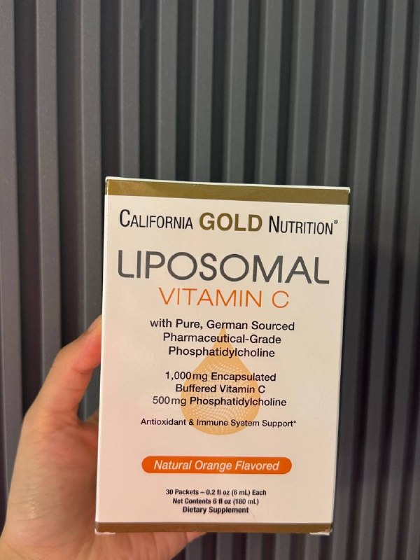 Липосомальный витамин C, California Gold Nutrition 1000 мг, 30 пакетиков по 6 мл — фото 1