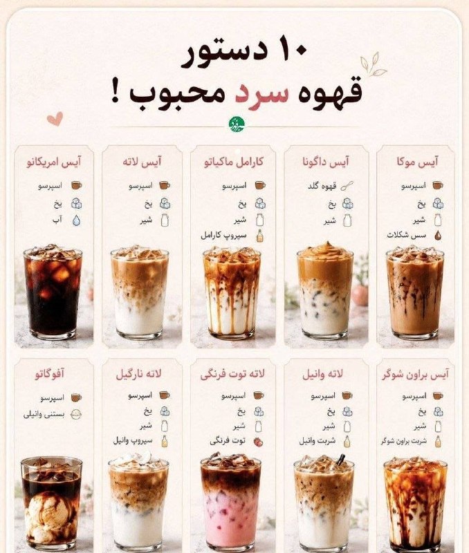 اخبار آذربایجان غربی: ♦️ ۱۰ مدل قهوه سرد محبوب که می‌توانید در خانه درست کنید@azarbaijan_gharbi