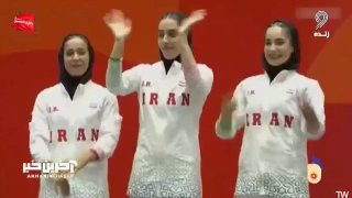 🎥 The silver medal ceremony of the Asian Games for Nagoya to Patama Sadgi, Spida Amini, and Zainbaldat Hosaini, members of the national women's Kata team.