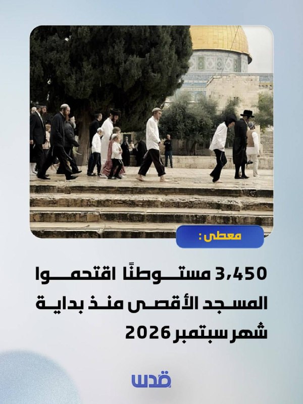 מרכז מאטה: 3,450 מתנחלים הסתערו על מסגד אל-אקצא, מאז תחילת ספטמבר 2026.