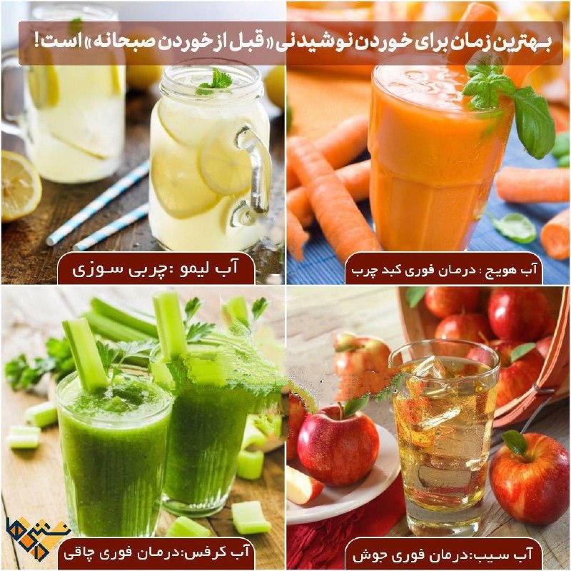 درمانگاه طب اسلامی گیاهی شفا: بهترین زمان نوشيدن آبميوه برای درمان چاقی، جوش، کبد چرب « قبل از صبحانه » است !① درمان کبد چرب: آب هویج ② درمان چاقی: آب