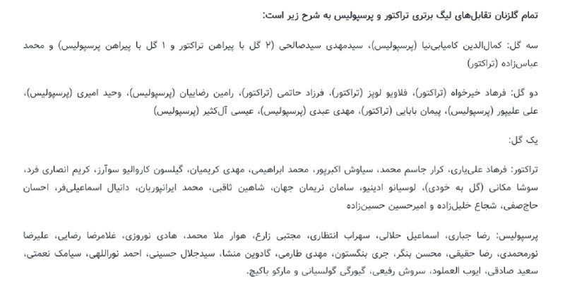تیراختور/Tiracturclub: تمام گلزنان تقابل‌های لیگ‌برتری تیراختور و پیروزی🆔 @Tiraxtur