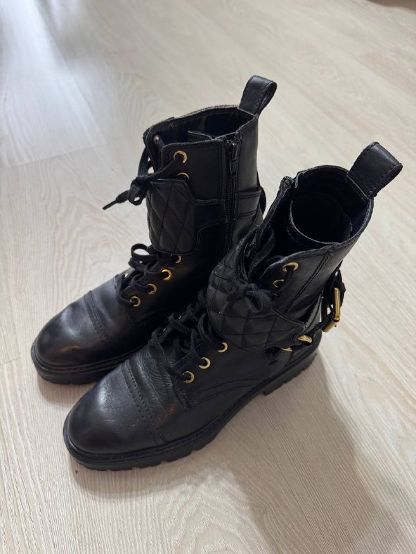 Ботинки Mango из нат. кожи,  размер 36. Золотая фурнитура, одевались пару раз, как новые. Забирать н — фото 1