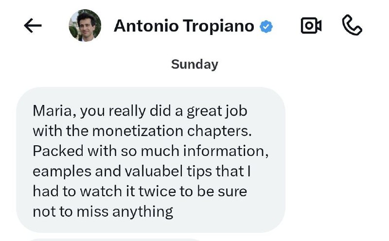 📱 Friends, I want to share with you an incredibly pleasant review from one of my students, Antonio Tropiano. You can see what he wrote in the image above☝️.⭐ Grab my guide💬 Get my consultation