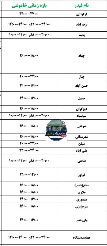 👈اسلام اباد انلاین👉: 🔴برنامه قطعی برق شاباد ۲۸ مرداد 🆔 @SHABADO