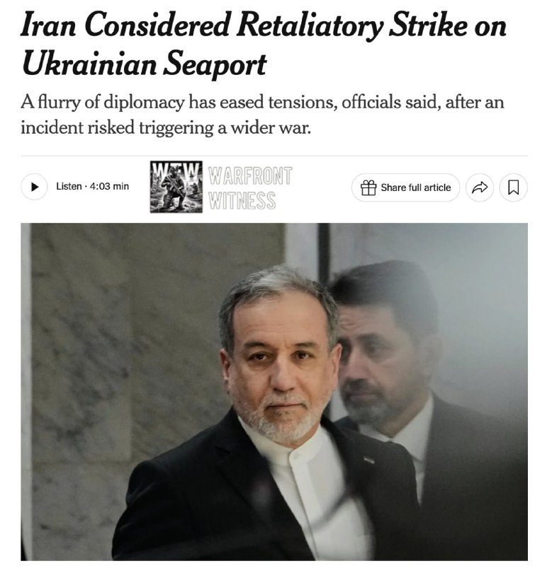 ️🇮🇷🇺🇦 NYT: איראן שקלה שיגור מתקפת טילים בליסטיים סמליים על נמל אוקראיני בים השחור לאחר שתקיפה אוקראינית…