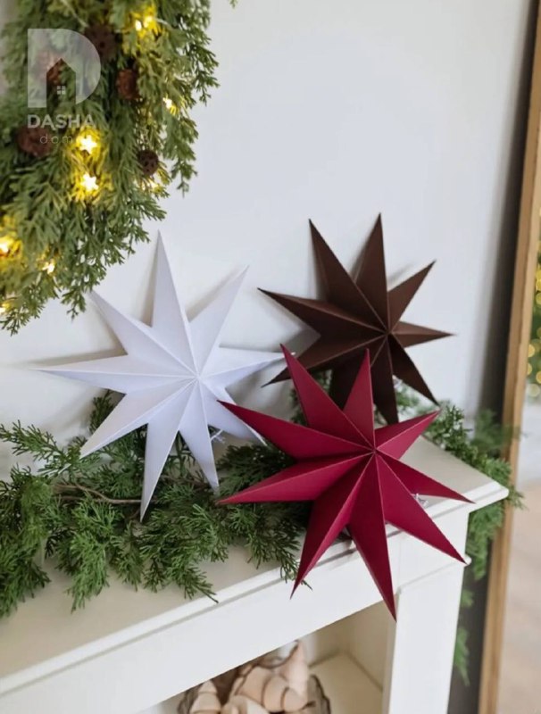 Рождественские звезды как из ИКЕИ только с WB Набор из 3 шт с гирляндами Набор из 3 шт без гирлянд Набор белый, коричневый, бордо Набор молочный, б... - изображение 3 - набор, telegram, view