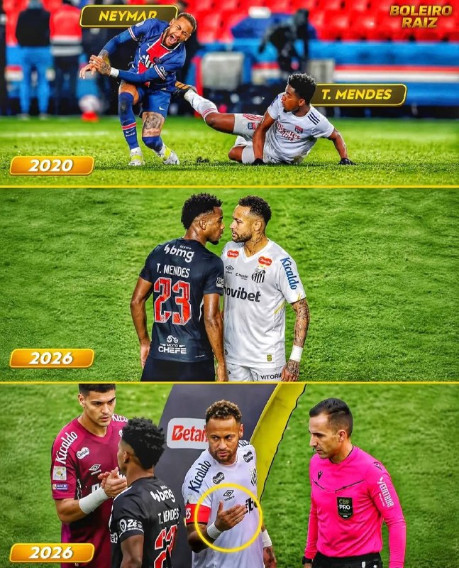 Bad Soccer: 🇧🇷 دیشب تیاگو مندس که سابقه مصدوم کردن نیمار رو هم داره، باهاش دست نداد تا آخرشم عن شه و تیمش ۳-۰ ببازه.@BadSoccer🇧🇷 دیش