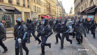 French police clashed with protesters ahead of protests across the country