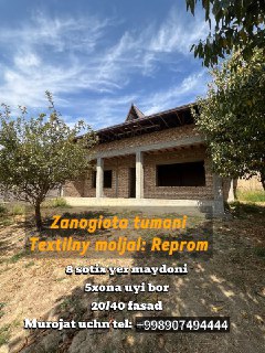 Zangiota tumani Nazarbek toʻqimachilik ( moljal reprom) 8 sotix yer uy