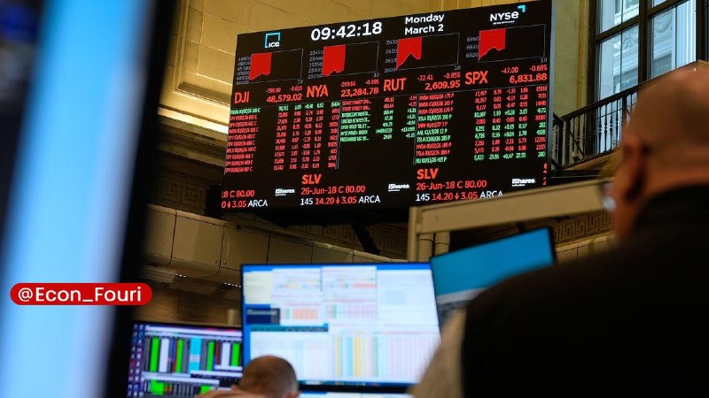 اقتصاد فوری 📈: افت بورسهای آسیا و آمریکا در سایه نگرانیهای بازار🔹بازارهای سهام آسیا در معاملات امروز (دوشنبه) افت کرده و معاملات آتی