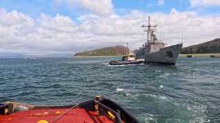 The former guided-missile frigate USS Klakring removed from the Oliver Hazard Ferry was deliberately sunk in the North Atlantic Ocean during Exercise Atlantic Thunder 2026.