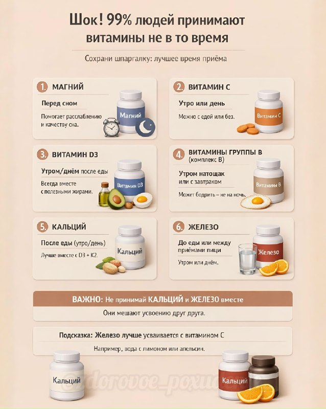 Витамины без эффекта: почему мы пьем их в неподходящее время