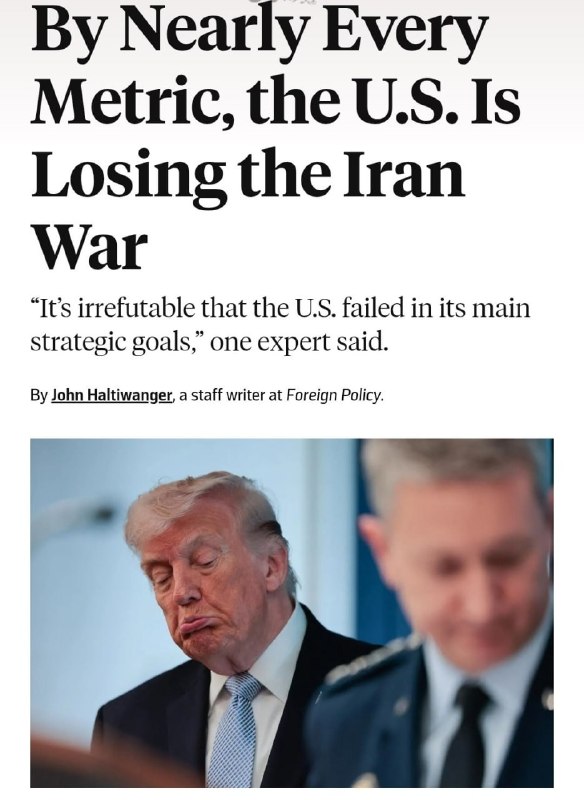 "Foreign policy": according to almost every measure and indicator, America is losing the war with Iran