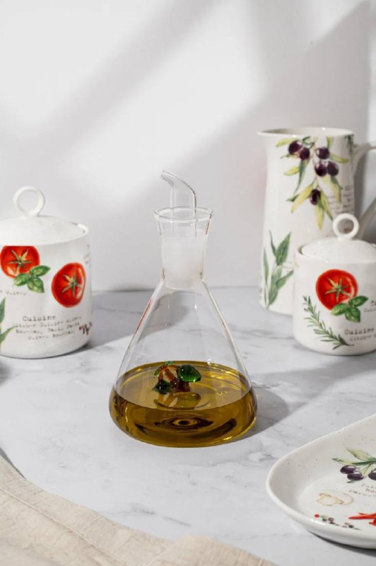 Бутылочка Olive, чтобы подать любимое оливковое масло к столу красиво. Внутри бутылочки очаровательные стеклянные оливки, надежно прикрепленные ко ... - изображение 1 - бутылочка, olive, чтобы